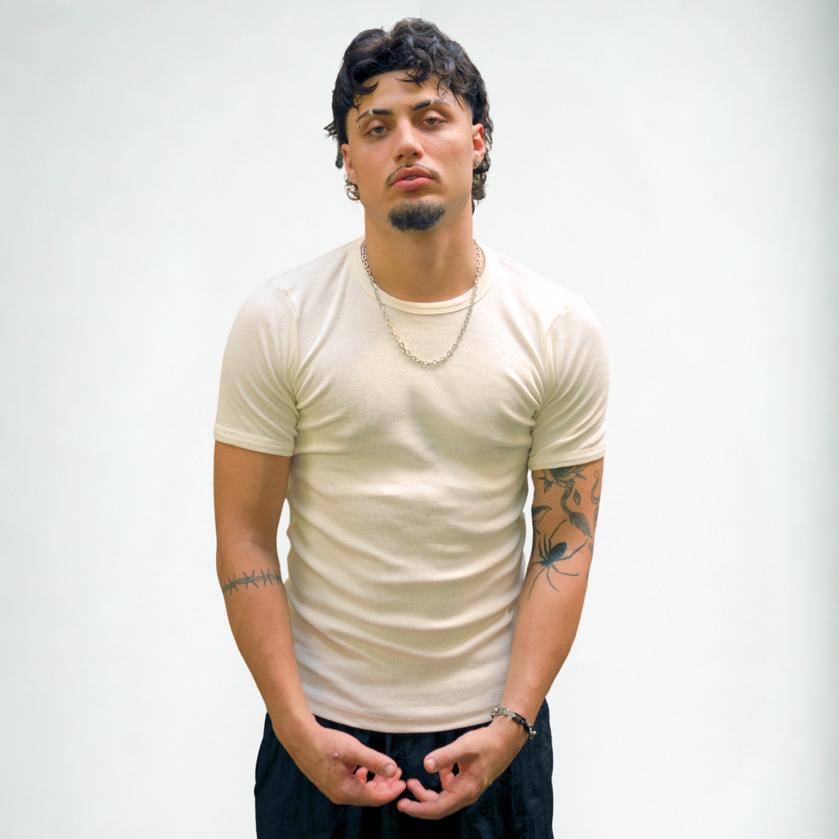 Camiseta Canelada Slim Off White