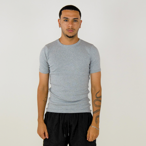 Camiseta Canelada Slim Cinza