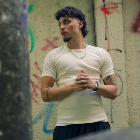 Camiseta Canelada Slim Off White