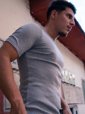 Camiseta Canelada Slim Cinza