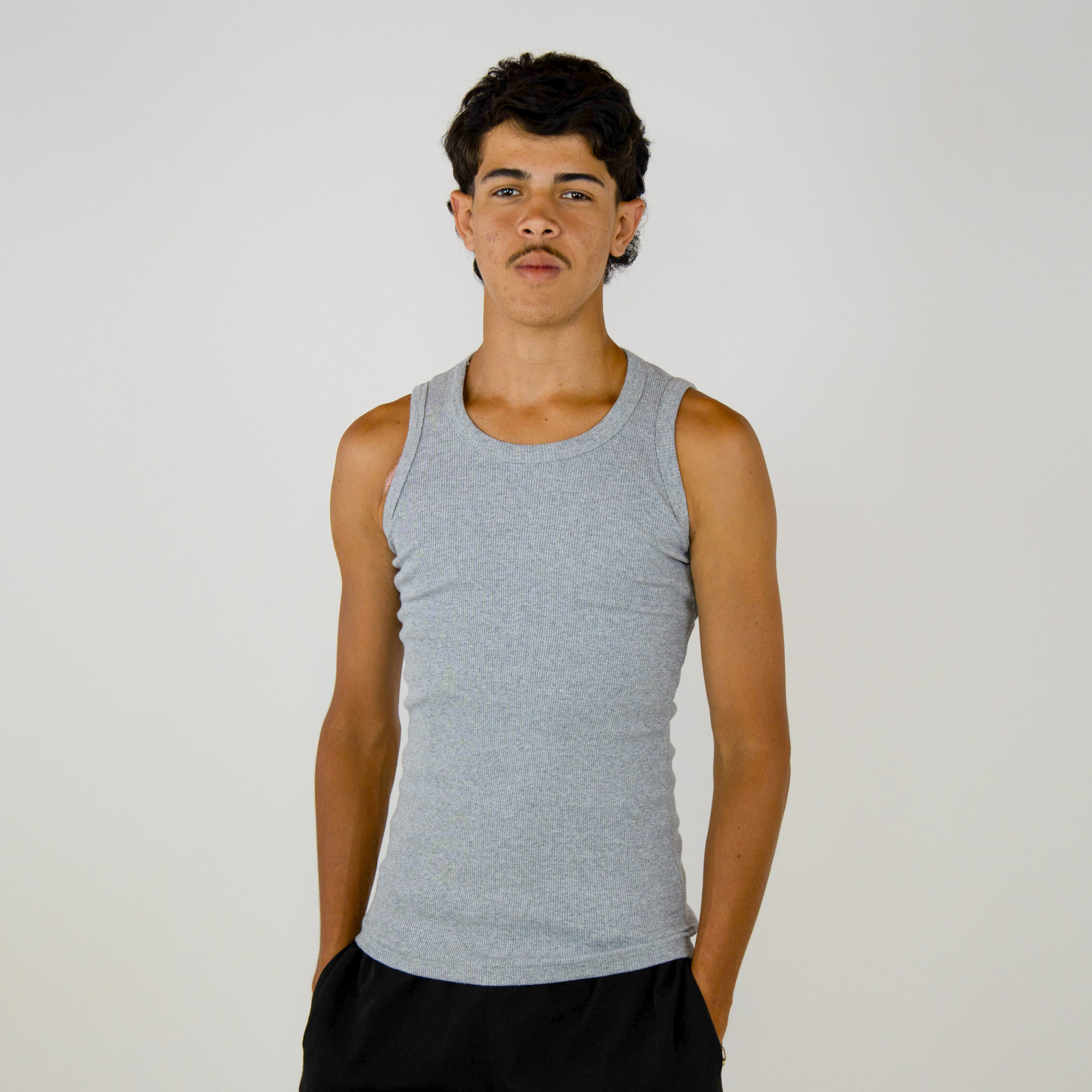 Regata Canelada Slim Cinza