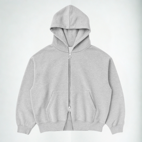 Casaco Moletom Double Zip Cinza