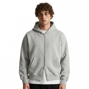 Casaco Moletom Double Zip Cinza